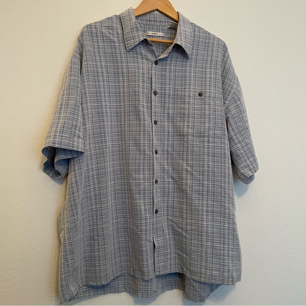 Moda Campia Moda Men’s Short Sleeve Button Up‎ Shirt Blue/White Plaid Size XXL